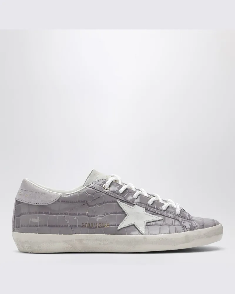 Golden Goose Super-star Sneaker aus lilafarbenem Leder in Kroko-Optik Violett