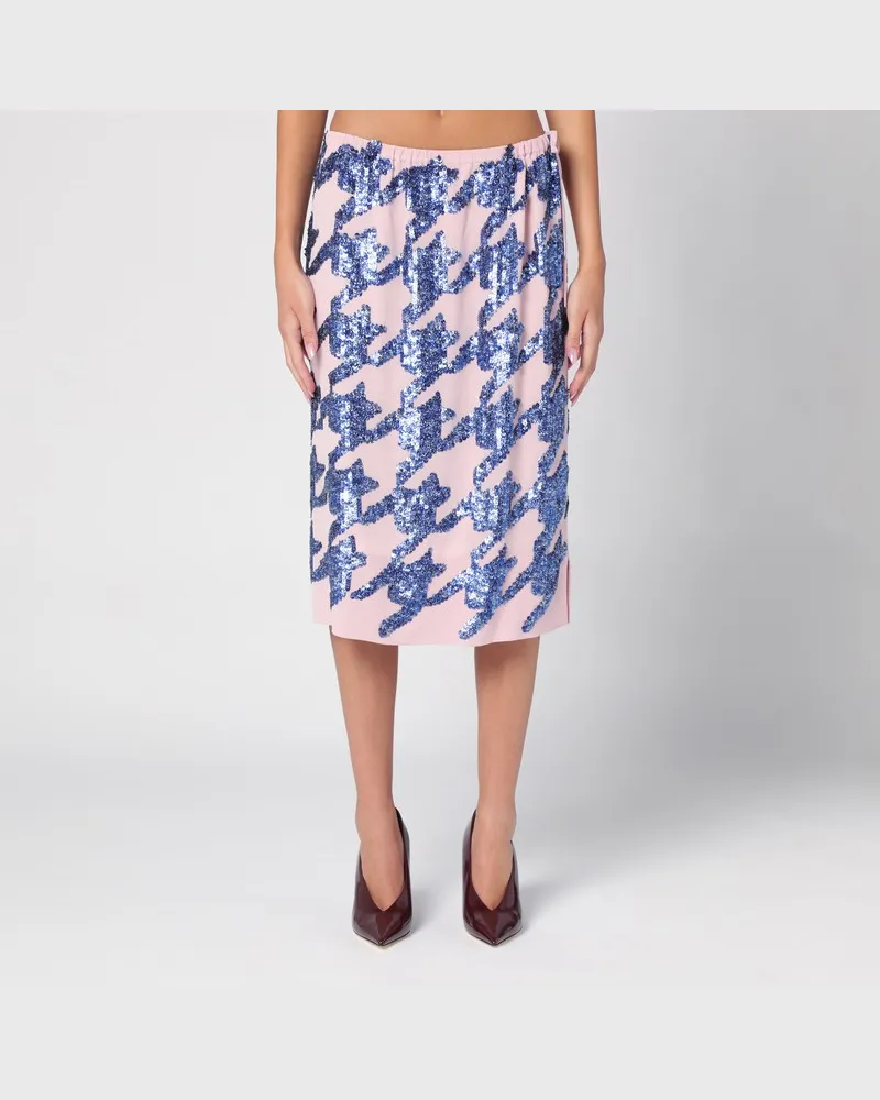 Dries van Noten Rosafarbener Rock aus Seide mit Pailletten Rosa