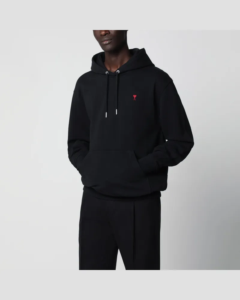 AMI Paris Schwarzer Ami De Coeur Kapuzenpullover Black