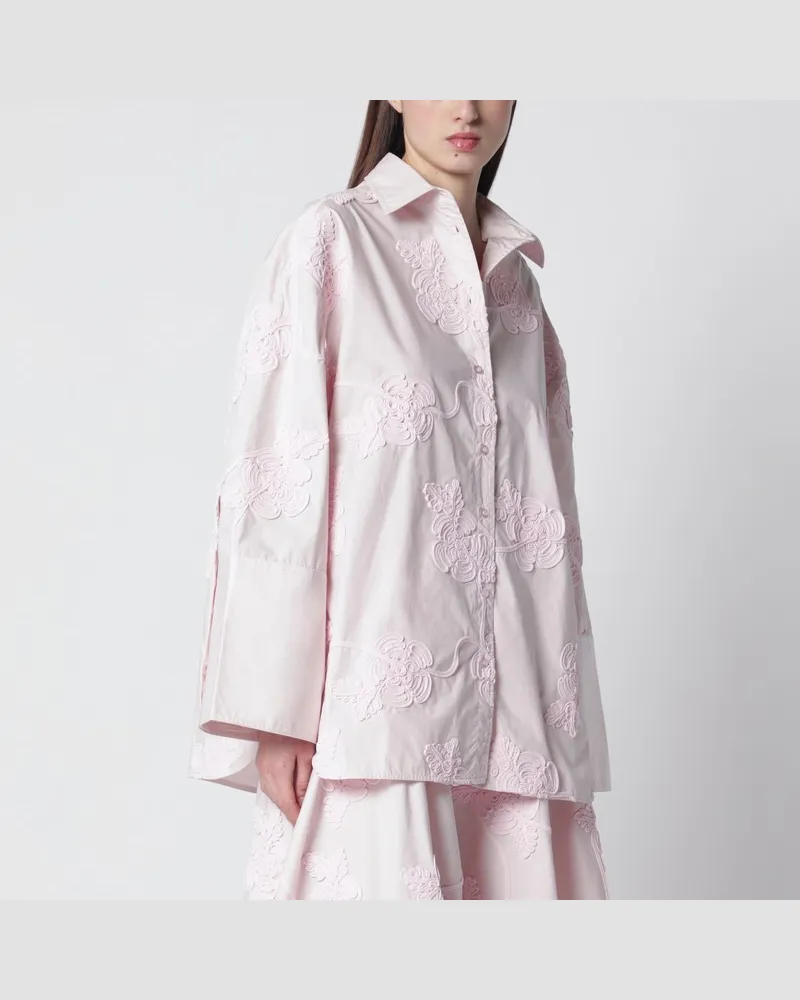 ROTATE Birger Christensen Oversize-Hemd in Orchideenrosa mit floralen Stickereien Rosa