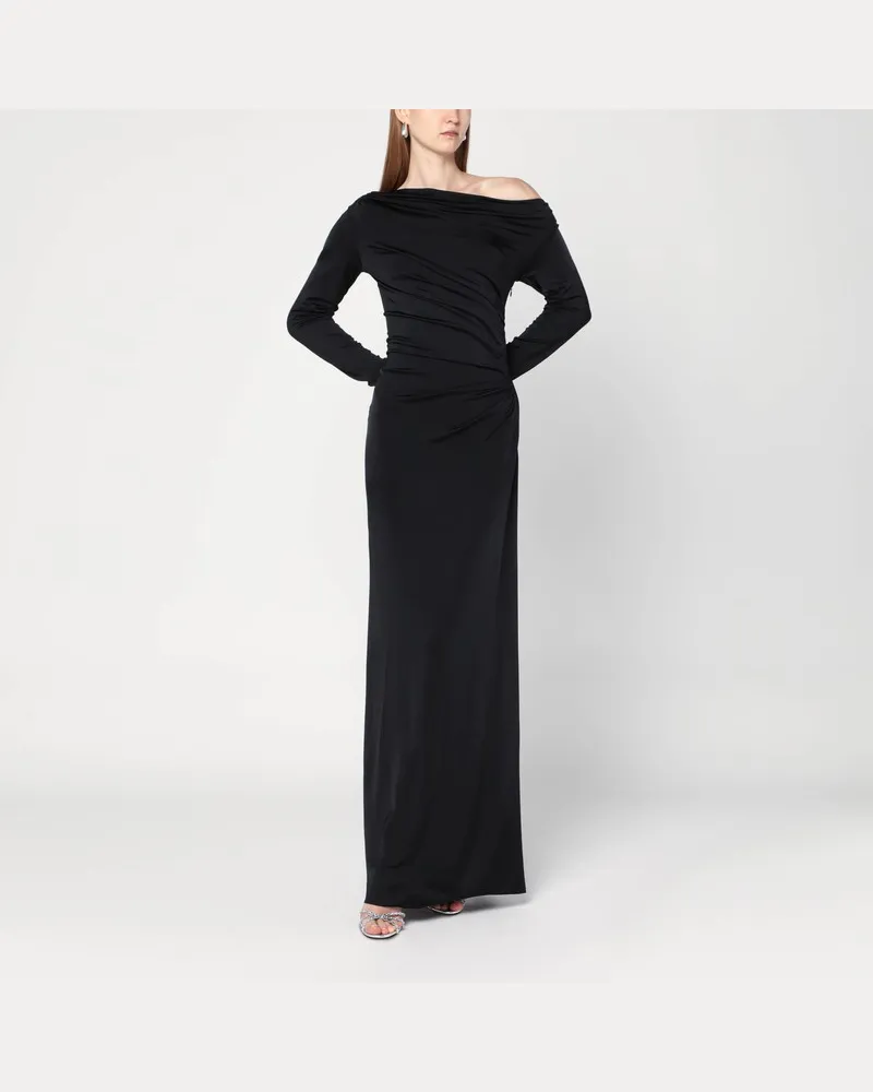 Victoria Beckham Langes schwarzes Kleid aus Viskosejersey Schwarz