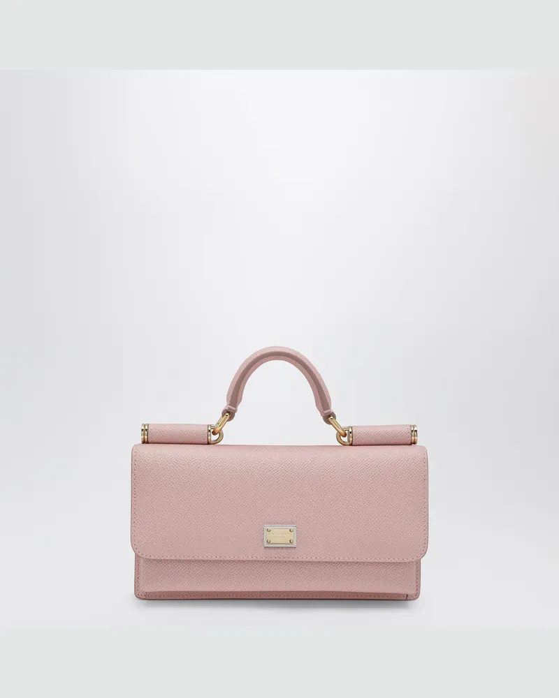 Dolce & Gabbana Rosa Mini-Tasche aus Dauphine-Leder mit Logo-Plakette Pink