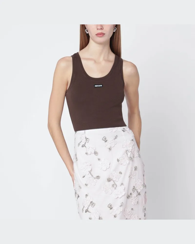 ROTATE Birger Christensen Braunes Tanktop aus Baumwollmix Braun