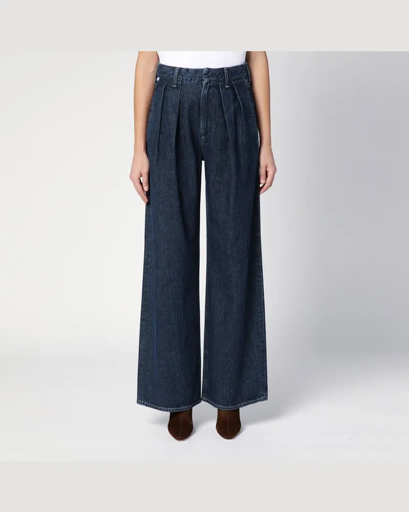 Citizens of humanity Weite dunkle Jeans mit Falten Blau