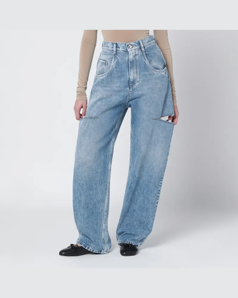 Maison Margiela Weite blaue Jeans mit Rissen Light