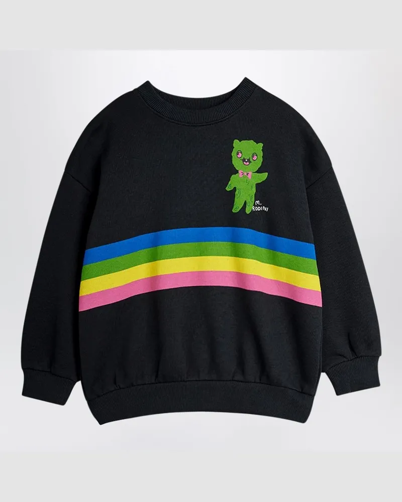 Mini Rodini Schwarzes Sweatshirt mit Alien-Streifenprint Black