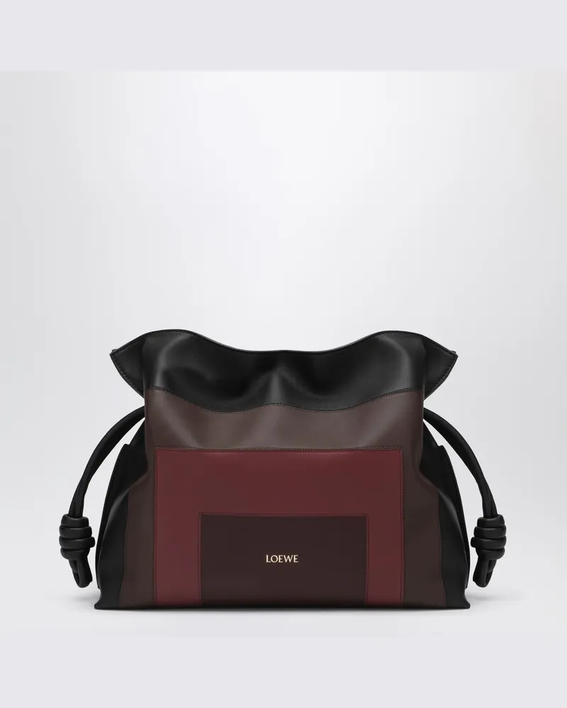 Loewe Mittelgroße Flamenco Clutch Tasche Schwarz/Burgunder Schwarz