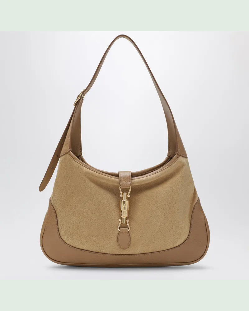 Gucci Jackie 1961 Schultertasche in mittlerer Größe in Sandfarbe Beige