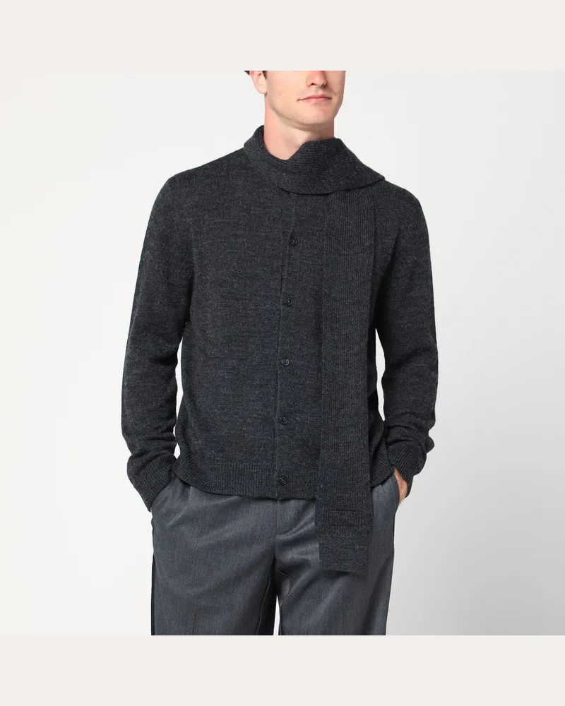 Maison Margiela Grauer Wollmisch-Cardigan mit Schal Grey