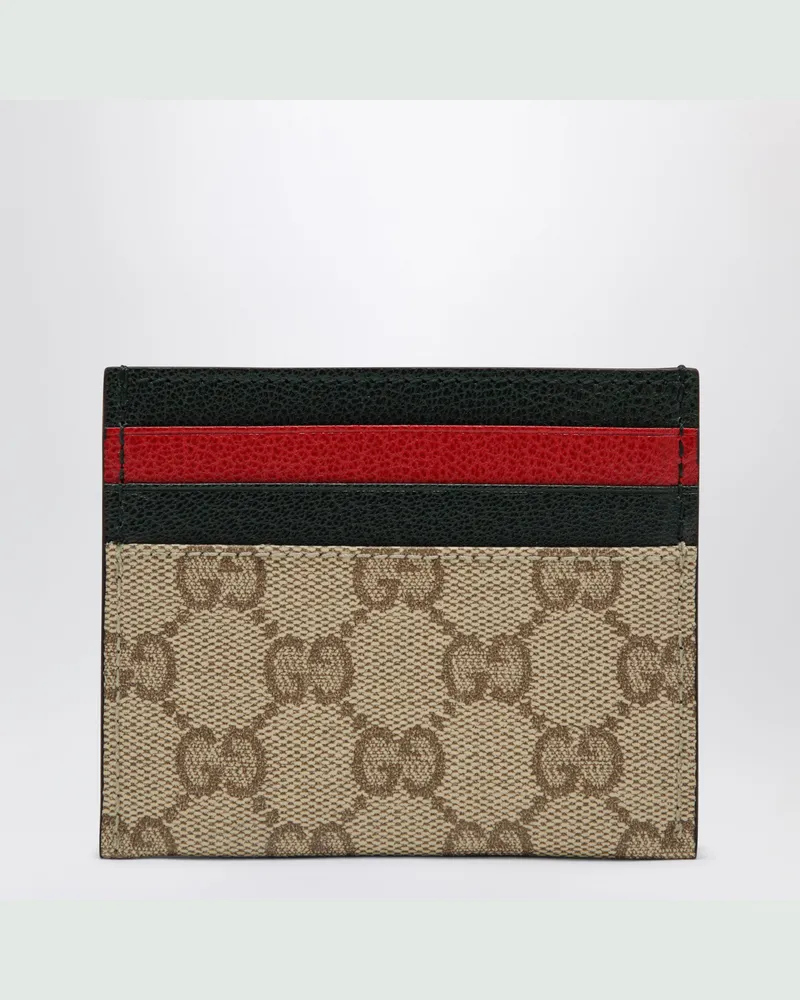 Gucci Kartenetui mit GG-Canvas und Web-Detail Beige