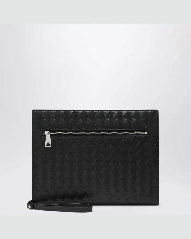 Bottega Veneta Schwarzer Dokumentenhalter mit Flechtmuster White