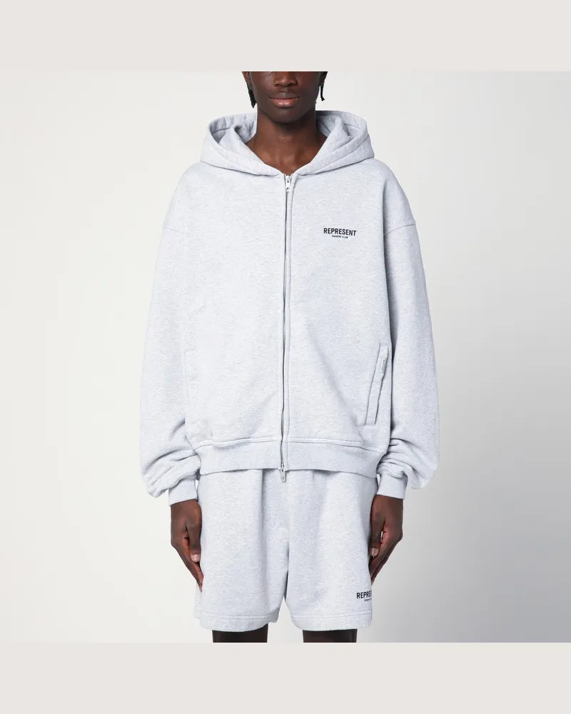 REPRESENT Hellgraues Oversize-Sweatshirt mit Reißverschluss