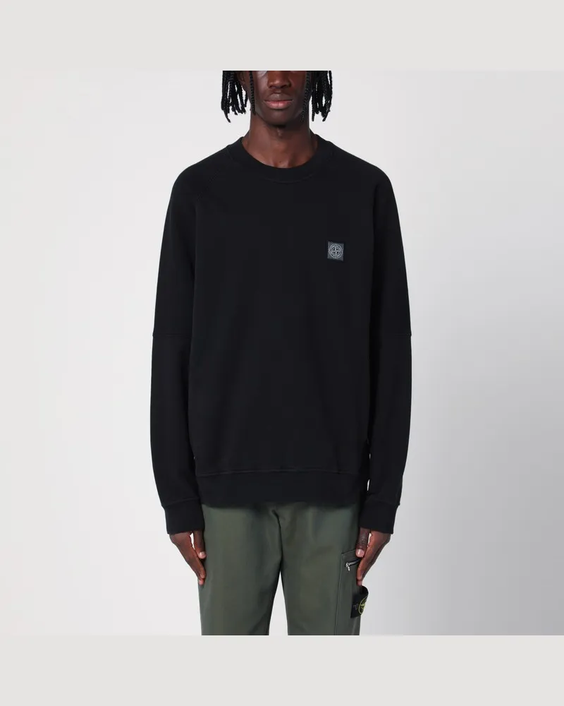 Stone Island Schwarzes Sweatshirt mit Rundhalsausschnitt aus Baumwolle Schwarz
