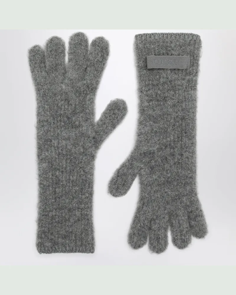 Jacquemus Dunkelgraue Gros Grain Handschuhe aus Alpakamischung Grey
