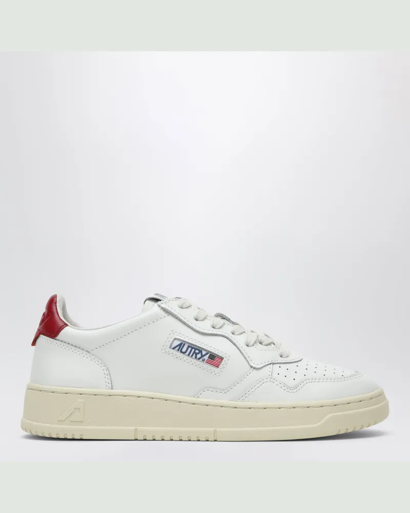 AUTRY Medalist Low Sneaker aus weißem/dunkelrotem Leder White