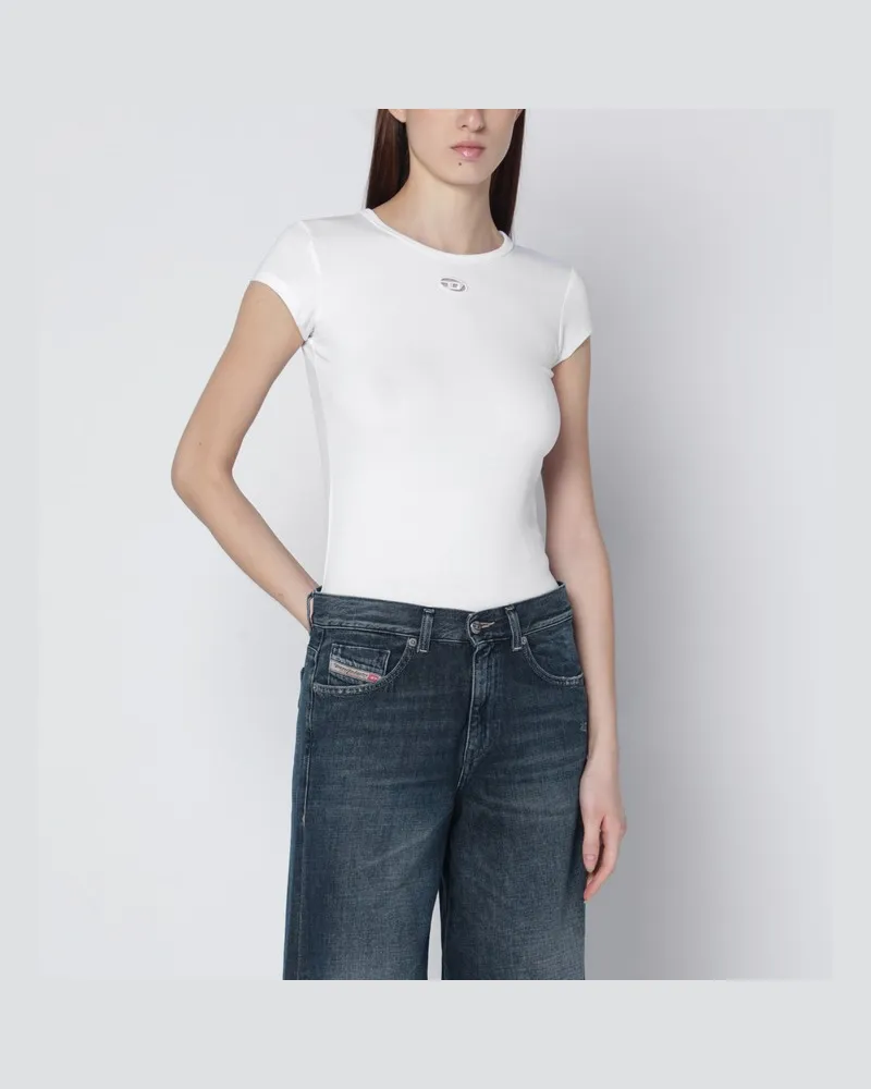 Diesel T-Angie weißes T-Shirt mit gelasertem Oval D Weiß