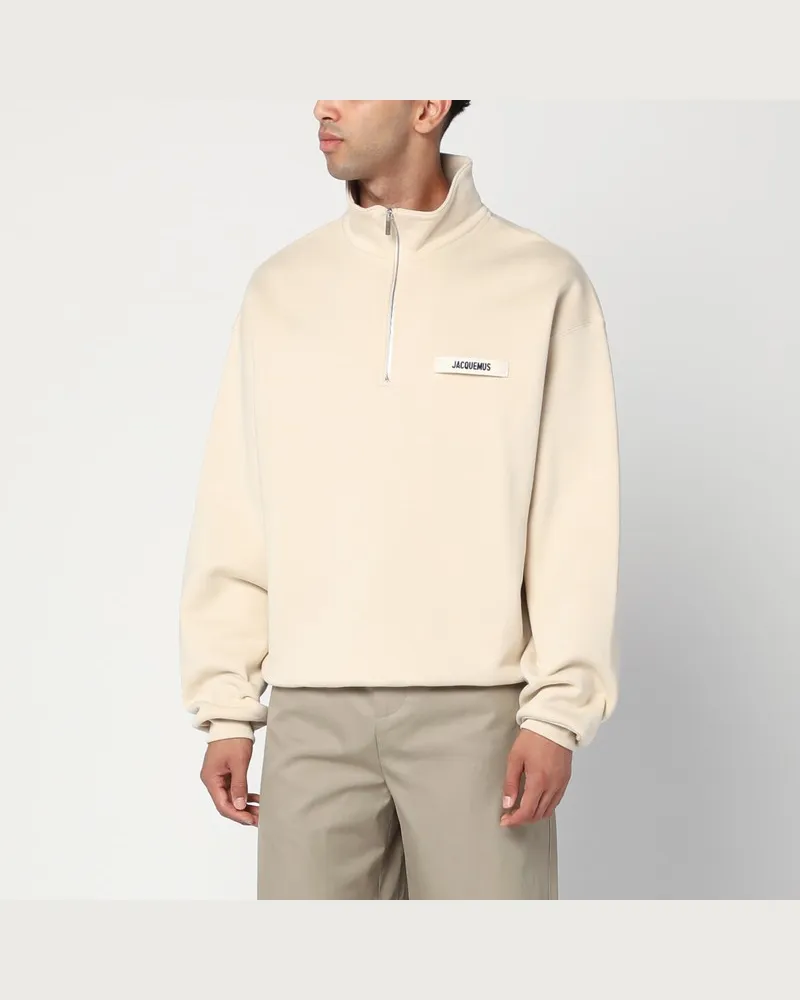Jacquemus Beiges Sweatshirt mit Reißverschluss aus Baumwolle Beige