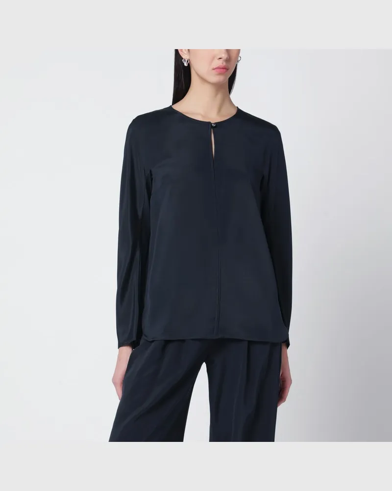 Max Mara Mitternachtsblaue Bluse aus Seidenmix Blau