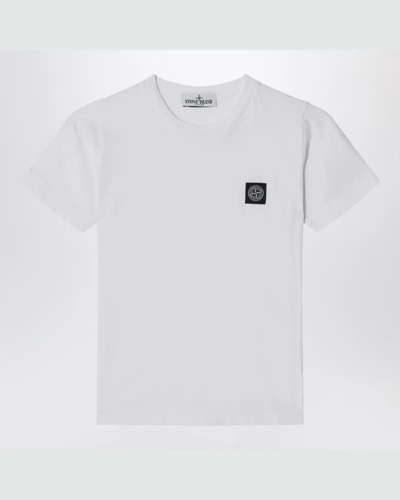 Stone Island Weißes T-Shirt mit Logo-Patch White