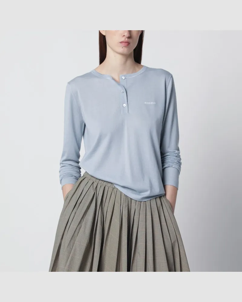 Miu Miu Rundhalspullover aus Kaschmir in Himmelblau Hellblau