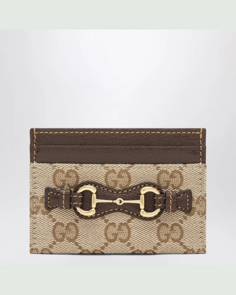 Gucci Morsetto Kartenetui aus GG-Gewebe in Beige/Braun Beige