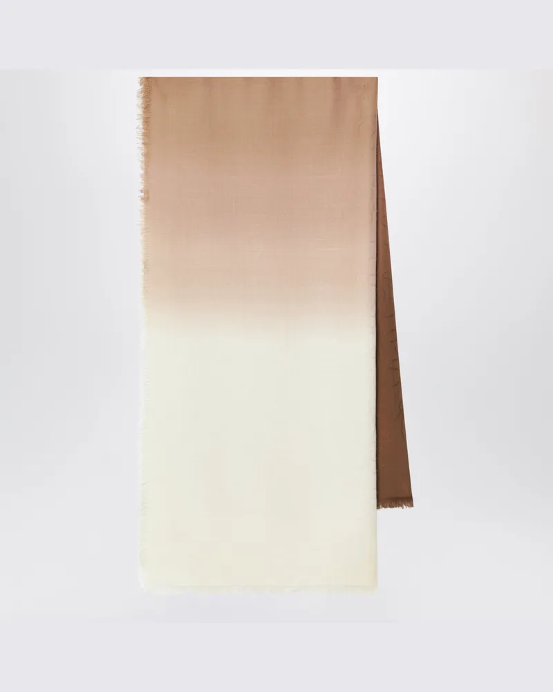 Loewe Jacquard-Schal aus Wolle und Seide in Beige Beige
