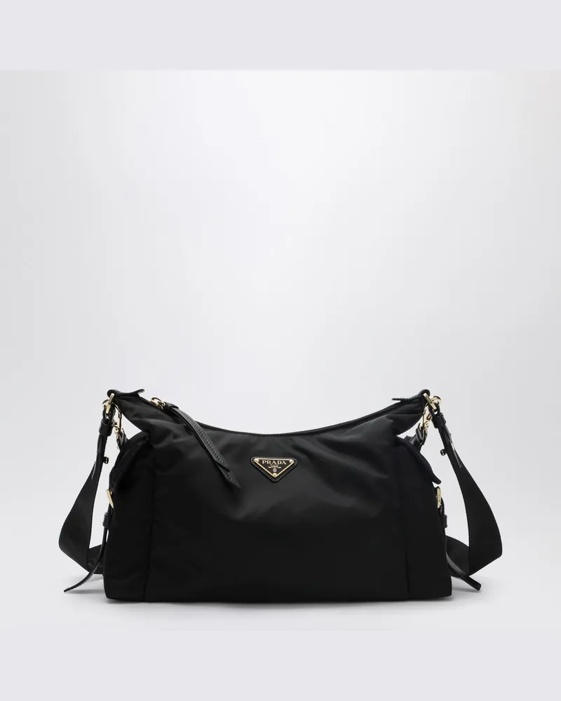 Prada Explore Tasche groß aus schwarzem Re-Nylon und Leder Schwarz