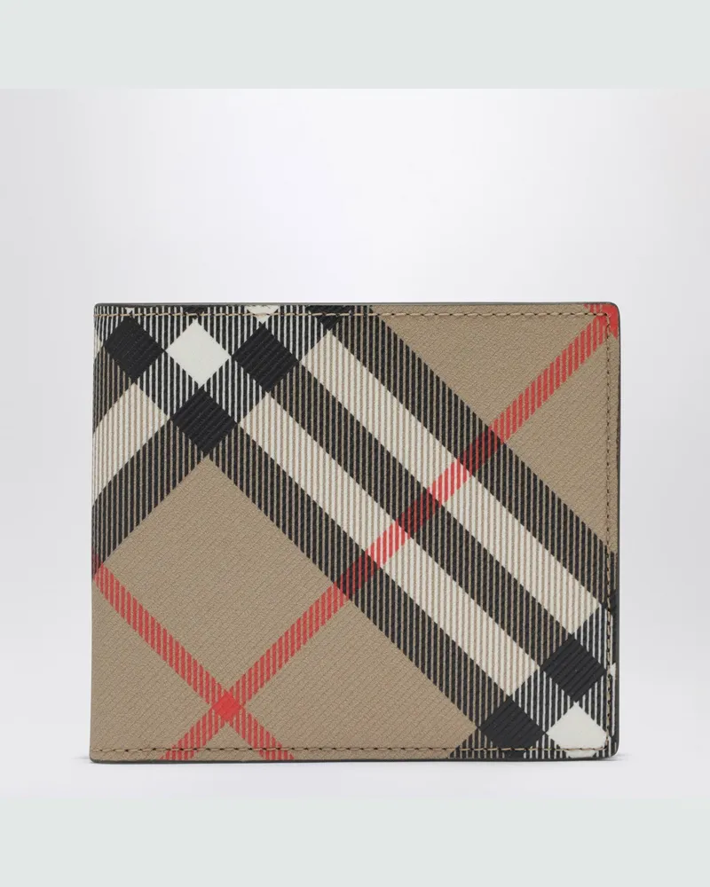 Burberry Beiger Geldbeutel mit Check-Muster 
