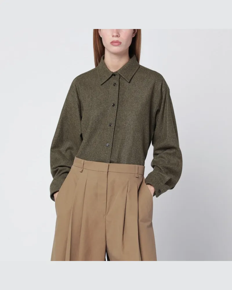Max Mara Moosgrünes Hemd aus Wollfilz Grün