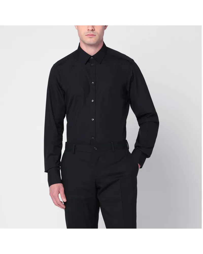 Dolce & Gabbana Schwarzes Baumwollhemd Black