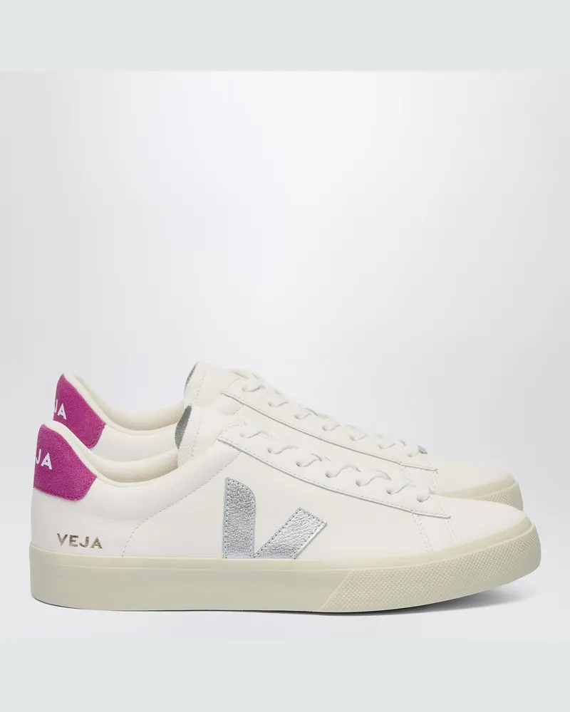 VEJA Campo Sneaker aus weißem, silbernem und violettem Leder White