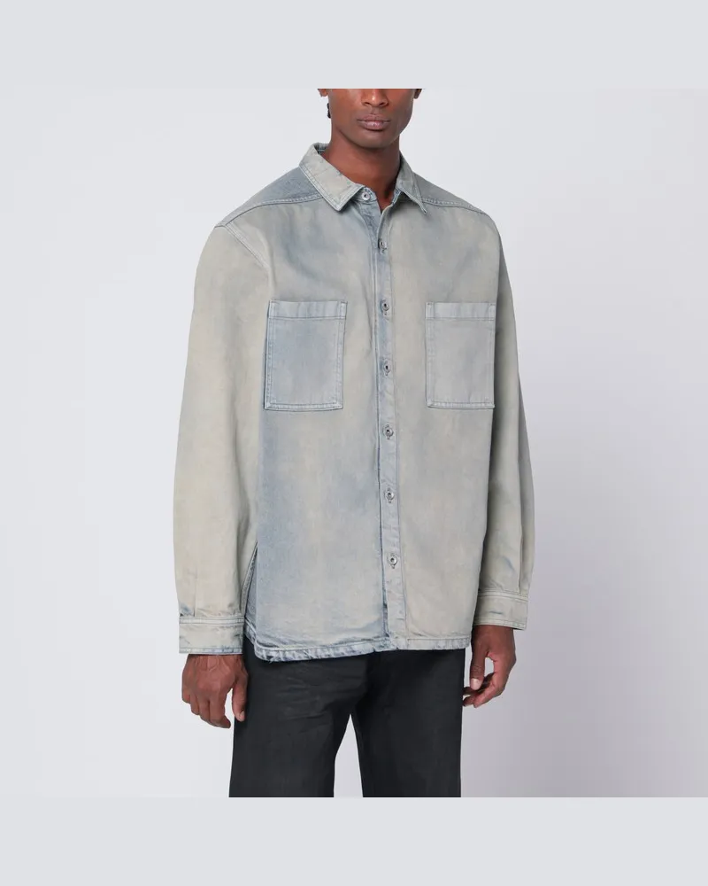 DRKSHDW by Rick Owens Jumbo-Hemd aus Perl-farbenem Vintage-Denim Blau