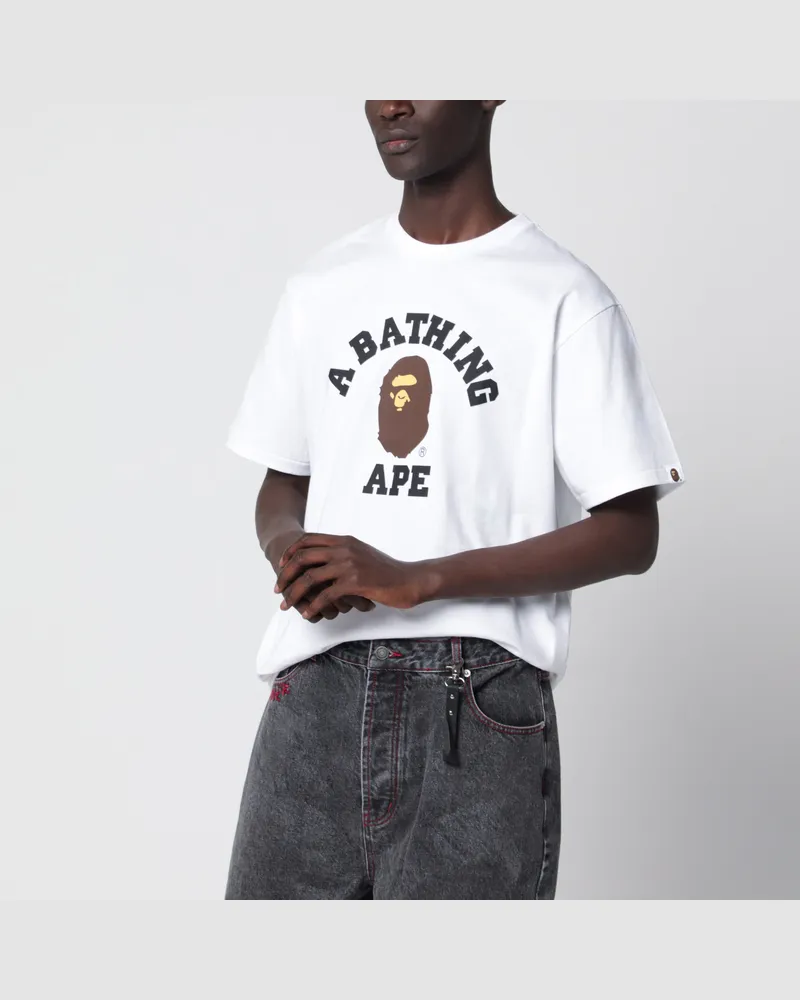 BAPE Weißes College T-Shirt aus Baumwolle White