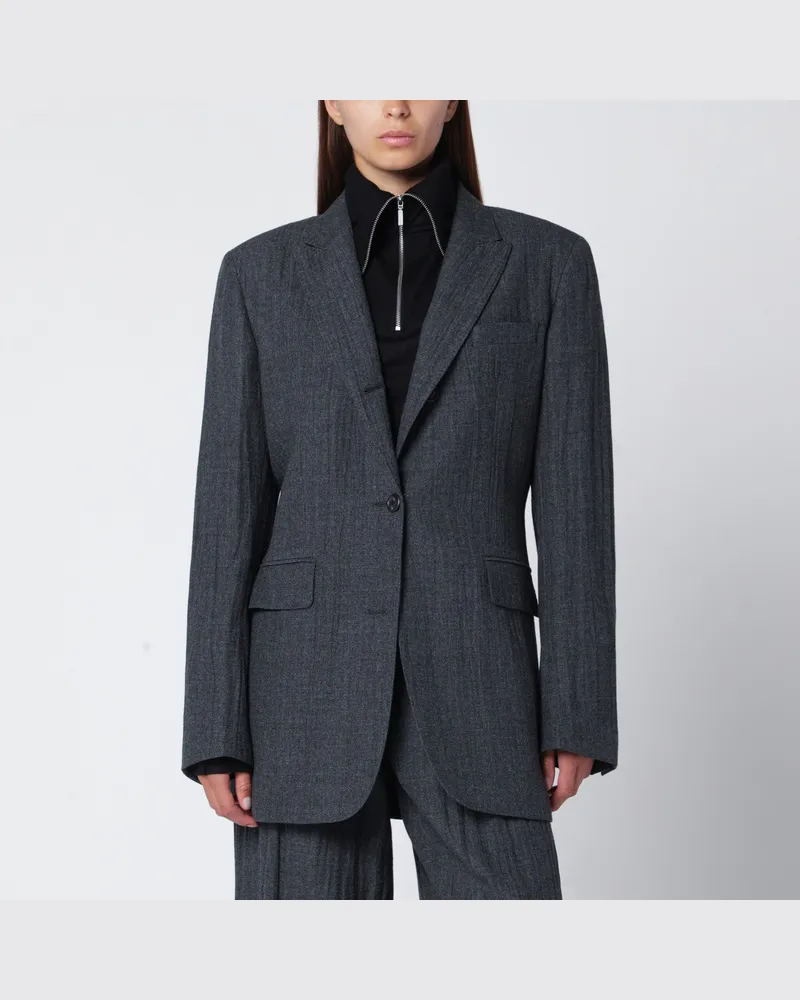 Our Legacy Graue einreihige Jacke aus Wollmischung 