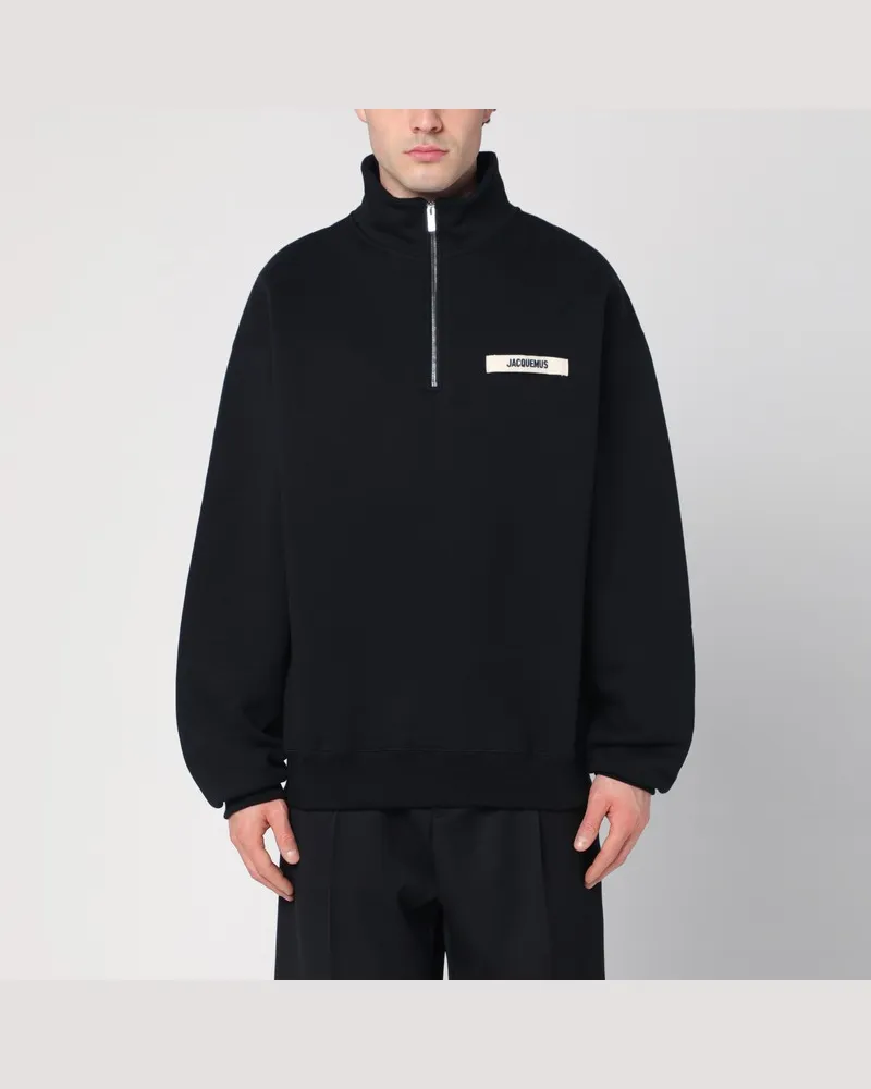 Jacquemus Schwarze Sweatjacke aus Baumwolle mit Reißverschluss