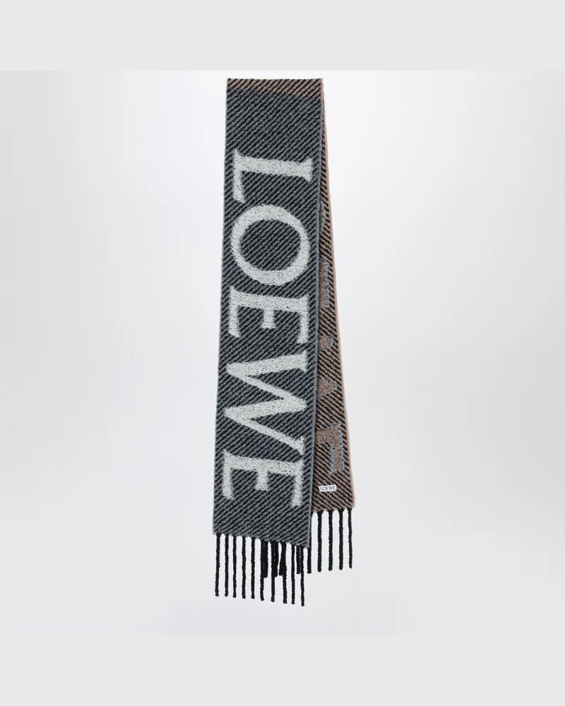 Loewe Blauer Schal aus Wolle- und Alpaka-Mischung mit Logo Hellblau