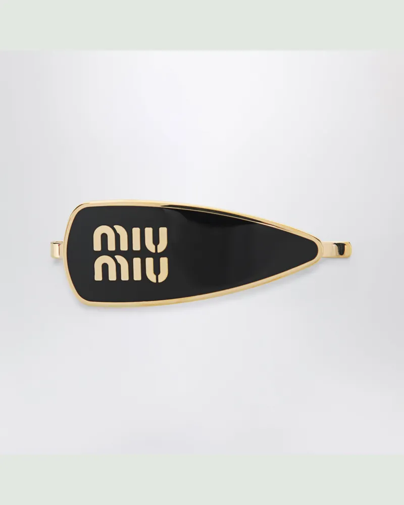 Miu Miu Schwarzer, emaillierter Metallclip Black
