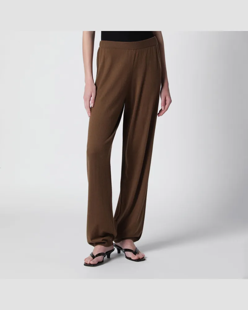FRANKIE Shop Olia Knit Jogginghose aus Wollmix in Dunkelcamel Brown