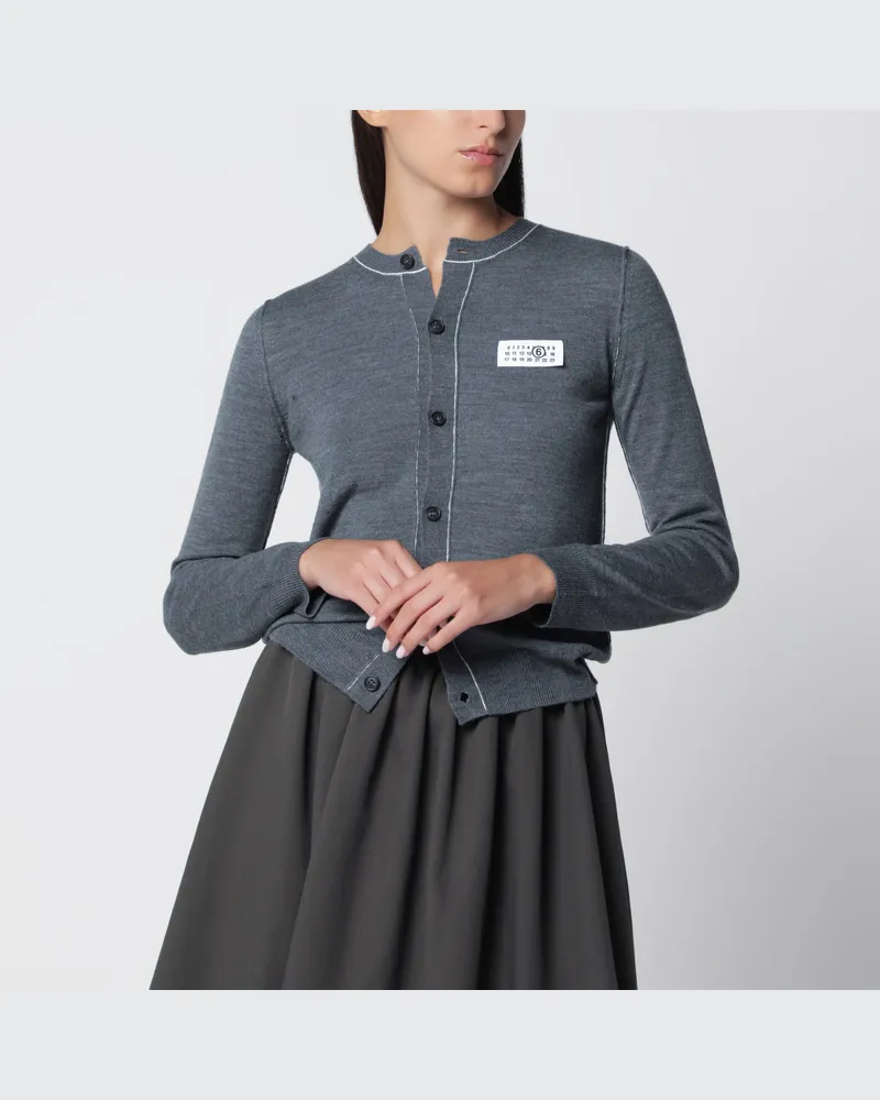 Maison Margiela Grau melierter Wollmisch-Cardigan Grey