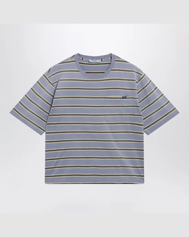 Prada Veilchenfarbenes T-Shirt mit Vintage-Optik und Streifen Light