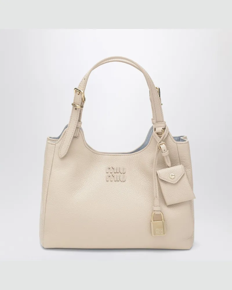 Miu Miu Hellbeige Tasche aus gehämmertem Leder 