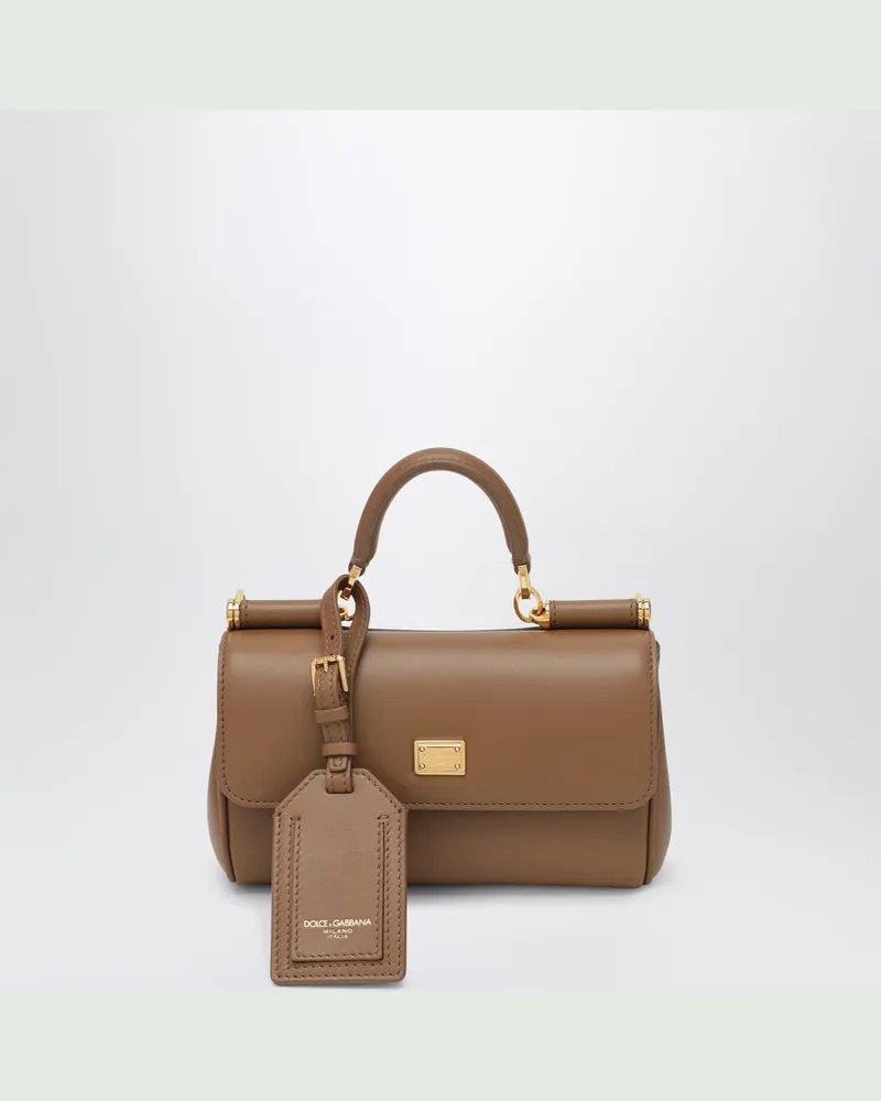 Dolce & Gabbana Mini My Sicily Handtasche aus karamellfarbenem Leder Brown
