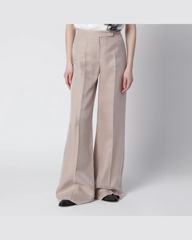 Max Mara Lange Hose aus Seide in Rosa Pink