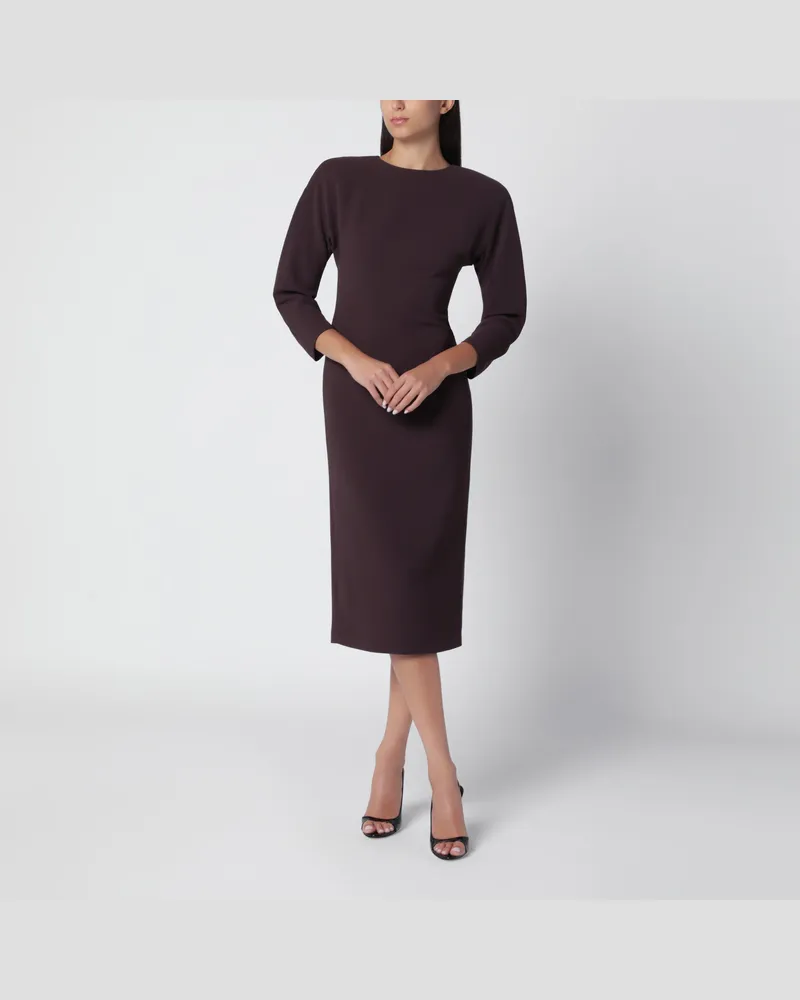 ANDAMANE Midi-Kleid in Rouge Noir mit abgerundeten Schultern Burgundy
