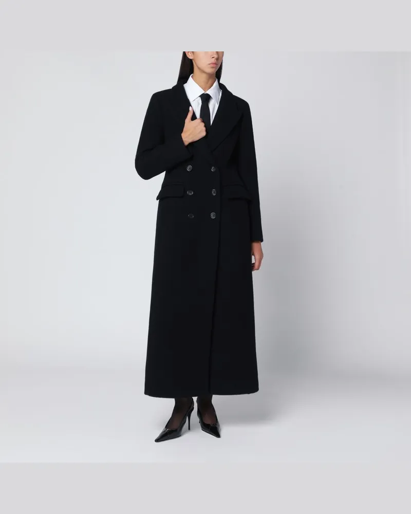 Dolce & Gabbana Langer schwarzer Wollmantel Schwarz