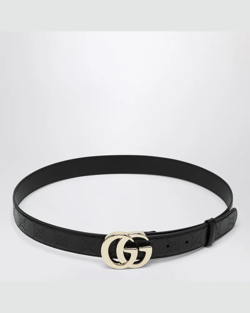 Gucci Schwarzer Gürtel GG Milano aus Leder Black