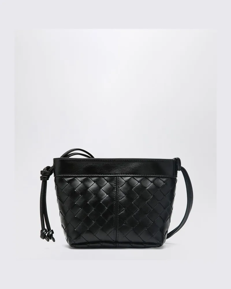 Bottega Veneta Schwarze kleine Schultertasche im Intrecciato Schwarz