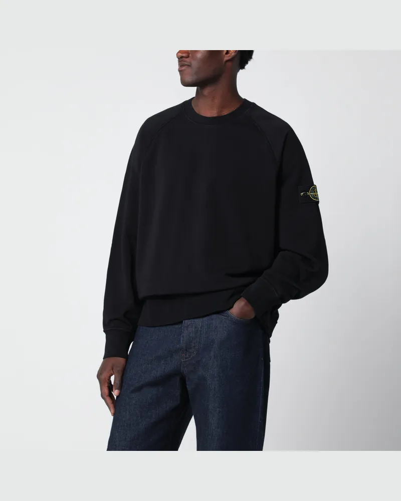 Stone Island Schwarzes Sweatshirt mit Rundhalsausschnitt aus Bio-Baumwolle Black