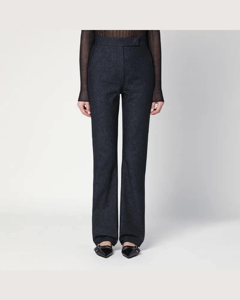 Max Mara Mitternachtsblaue Hose aus Baumwolle Denim-Effekt Blau