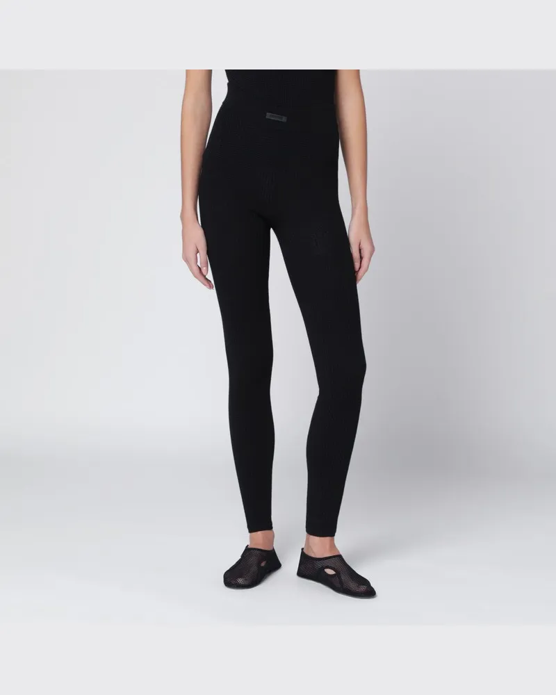 Fear of God Schwarze Leggings aus stretchigem Waffle-Stoff Schwarz